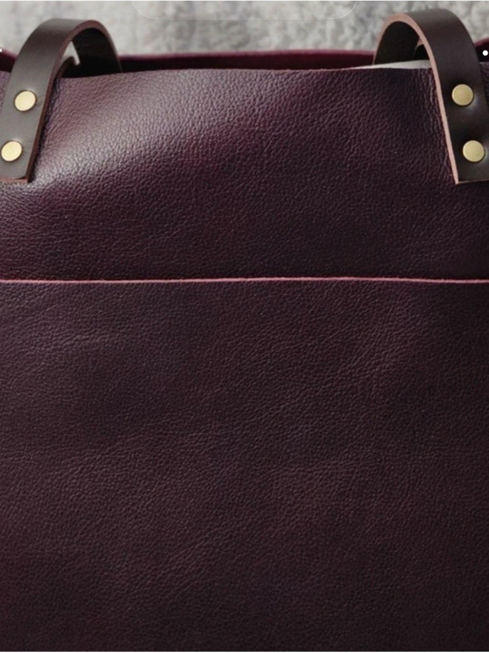 Portland Leather Plum classic Tote with Dark Brown Accent